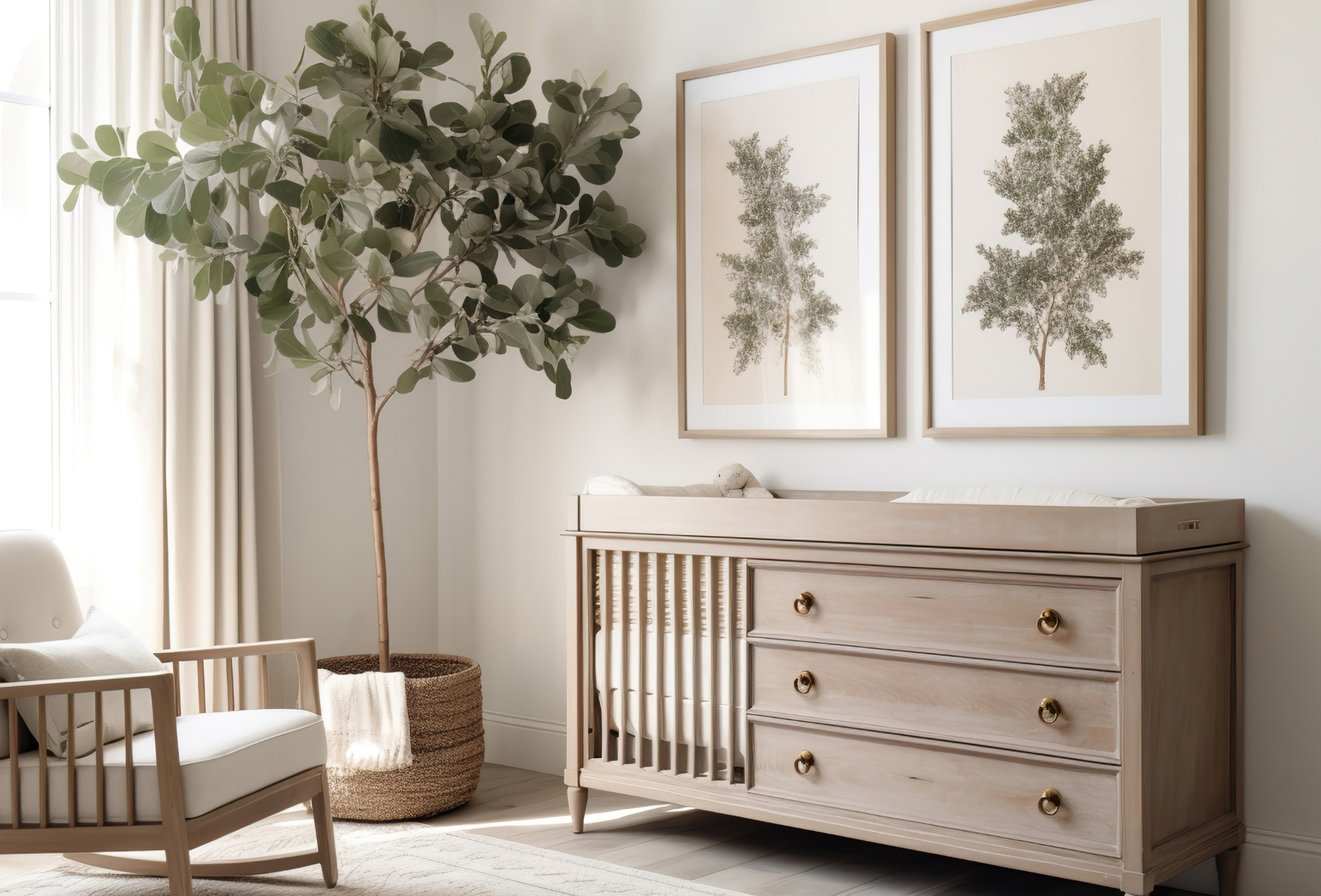 Nature-inspired nursery with images of plants